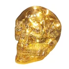 Halloween decoration glass skull head shaped lamp punk style with light