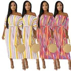 Top quality slash neck polyester cotton women clothes casual dresses