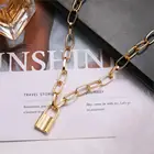 Rock Choker Lock Gold Plated Chain Necklace Punk Jewelry Stainless Steel Necklace Gift