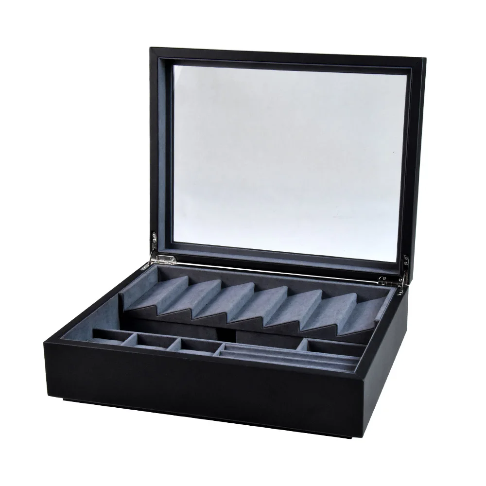 Custom luxury large wooden leather jewelry storaging display box
