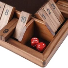 4-Way Shut The Box Dice Game (2-4 Players) for Kids + Adults 4 Sided Large Wooden Board Game, with 8 Dice four color