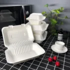 Food A02 Promotion 15%off Sugarcane Bagasse Food Container Pastry Paper Bamboo Pulp Takeaway Clamshell 1600 500 Ml