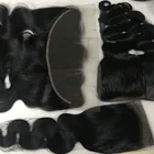 Qingdao Hair Vendors Chinese Virgin Human Hair Weave Bundle With HD Lace Frontal For Black Women