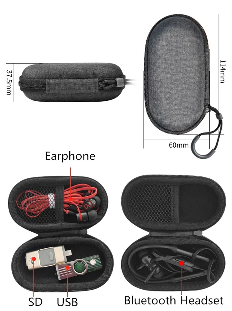Custom Zipper Carrying Case for Earphones Waterproof Hard EVA Material Special Purpose Bag manufacture