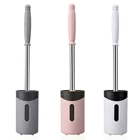 High quality modern style hotel bathroom wc cleaning multi color wall mount toilet brush with holder set plastic