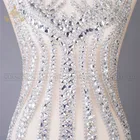 Crystal beaded stone rhinestone applique designs rhinestone patches for dresses