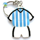 3D T shirt football keyring, custom Spain sport clothes PVC keyring