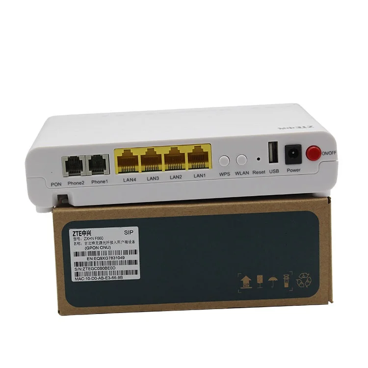 gpon onu zte f660 v5.0 4lan 2voice usb wifi fiber onu f660 f668