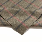 natural recycled check herringbone Polyester wool Blend fabric for coats