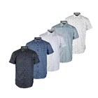 Different kinds of nice poplin short sleeve flower funny dress shirts for men
