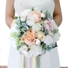 Romantic Artificial Bride Hand Flowers Wedding Artifical Silk Flowers Bouquet White Rose