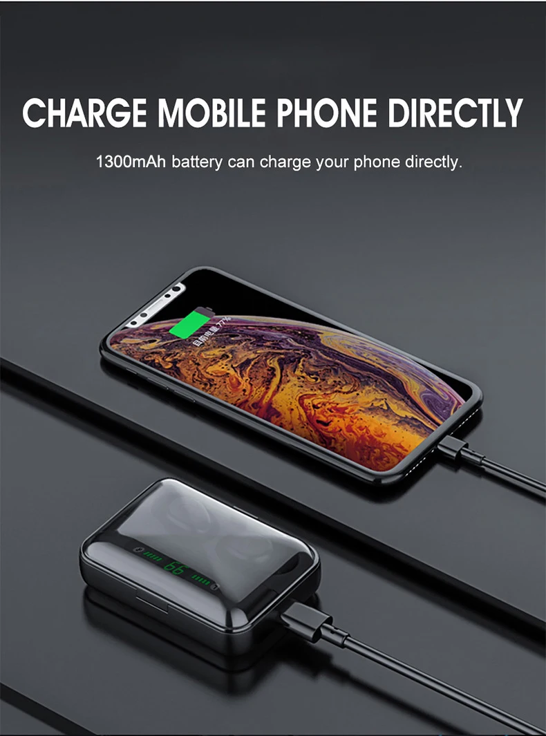 2019 BT wireless earphone talking 4hours TWS 5.0 earbuds with charging case for Amazon - ANKUX.COM