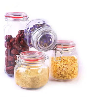 airtight glass jar with lock lid glass container for honey jam glass jar OEM welcome