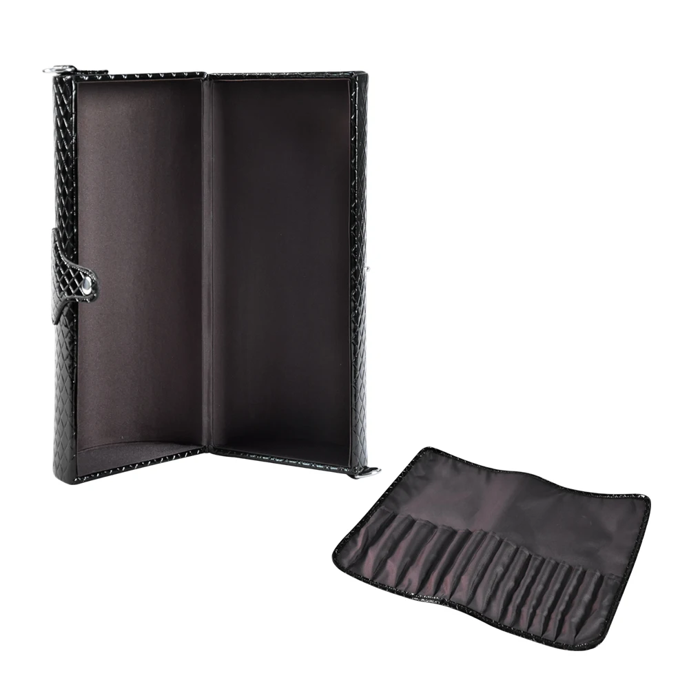 Custom hard shell portable travel leather cosmetic bag brush container