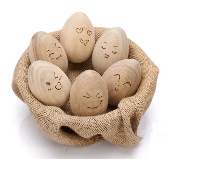 Wooden Easter Chicken Eggs Fake Eggs Unfinished Wooden Easter DIY Craft Eggs Ready to Paint and Decorate Develoo 10PCS Unpainted Wooden Eggs