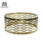 Gold Table Wholesale China Living Room Furniture Modern Design Marble Hollow Gold Frame Coffee Table