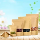 Doypack Stand Up Pouch Ziplock Kraft Paper Bags With Clear Window And Zipper