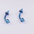5 Styles Blue Color Stainless Steel Spike Ball Bar Curved Eyebrow Piercing Jewelry Nostril Nose Septum Ring Children's