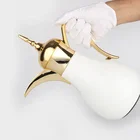 Turkish TURKISH STYLE CLASSIC WHITE GOLD COLOR 700 ML DALLAH GLASS LINER VACUUM FLASK VACUUM POT
