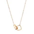 18K Gold Plated Stainless Steel Double Ring Necklace Short Clavicle Chain Circle Necklace Simple