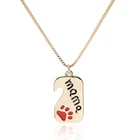 New Arrival Box Chain Dog Mama Necklace Gold Plated Enamel Paw Necklaces Jewelry Accessories Women Necklace