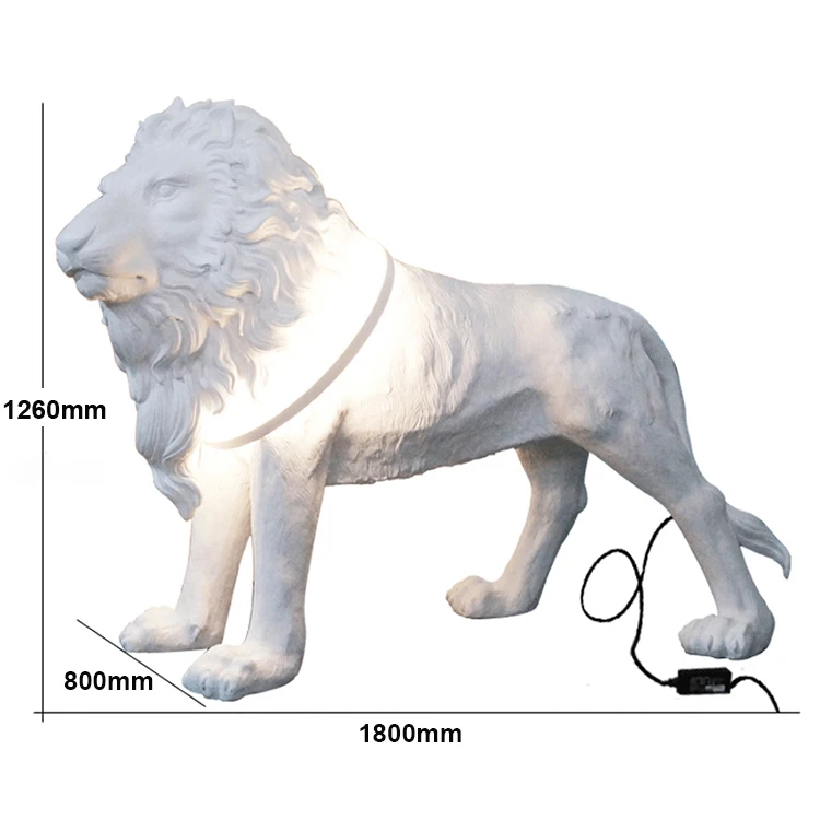 Modern LED Lion Resin LED light Floor White Standing Lamp Living Room Home Decor
