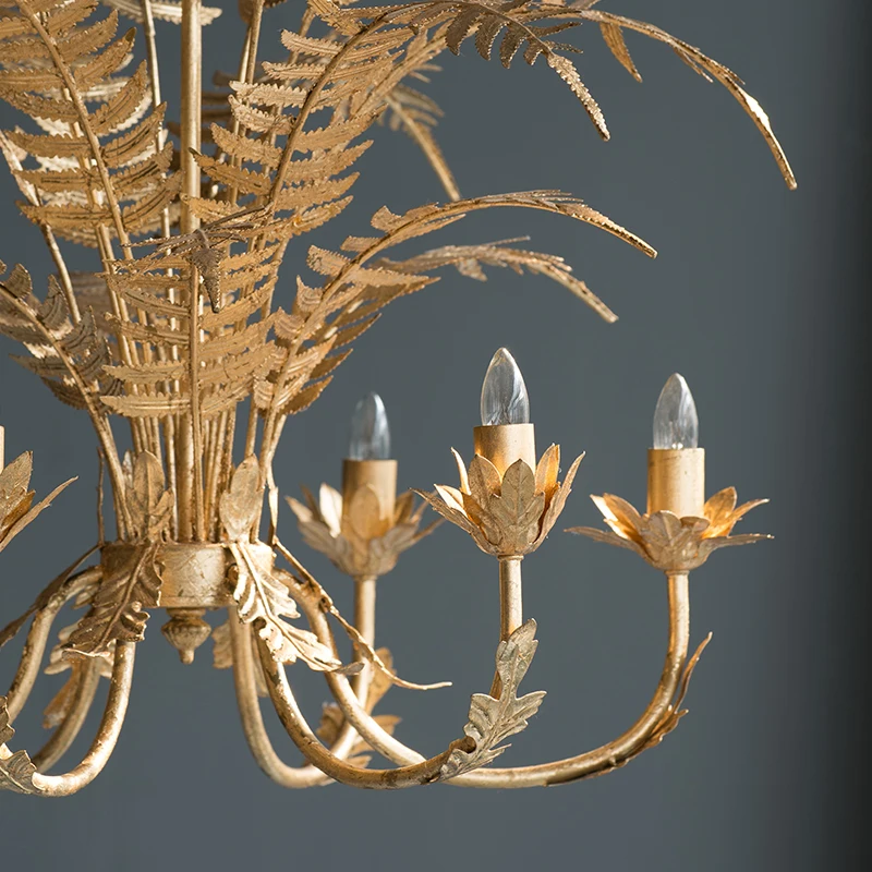 6 Light metal and lamps golden pendant chandelier for living room brass art chandelier antique retro living room lighting