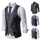 Grey Black Tweed Mens Vest Suit Slim Fit Wool Blend Single Breasted Herringbone Waistcoat Men Waist Coat for Man