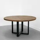 Solid Old Solid Wood Big Round Table European Round Dining Table All Solid Wood Retro Old Wrought Iron Round Table
