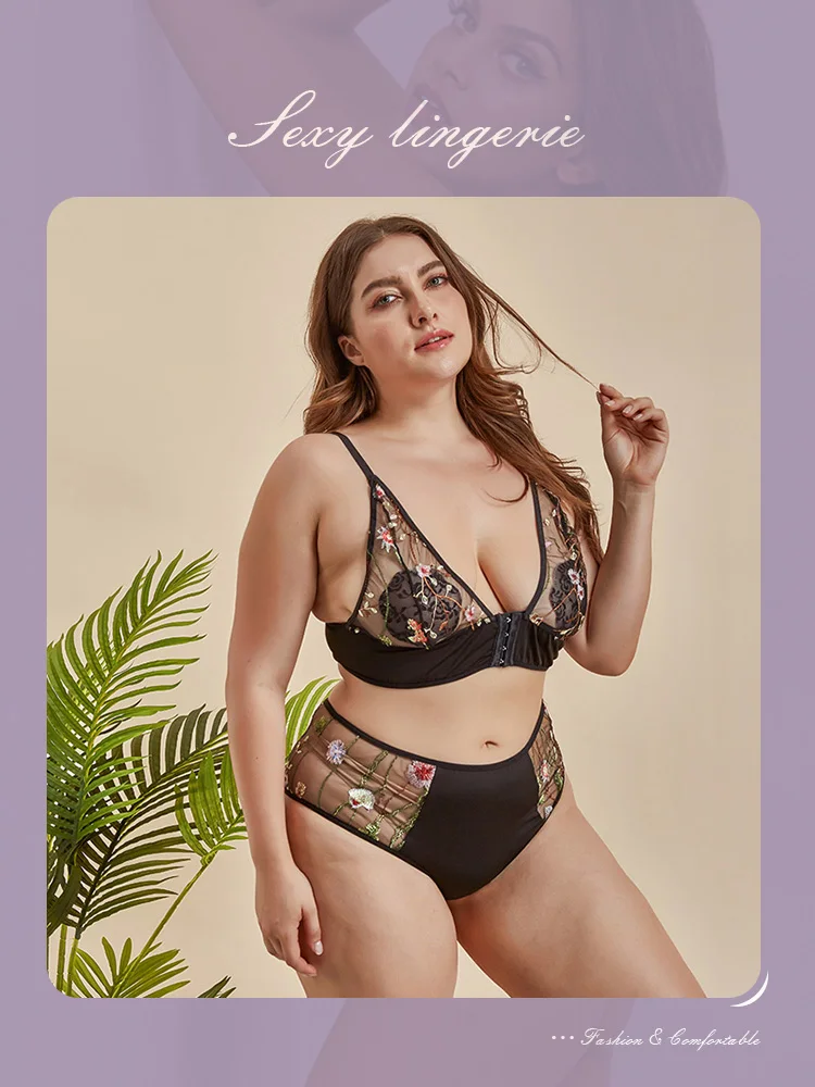 2023 Plus Size Lace Temptation 2pcs Bralette Lingerie Set Buy Sexy