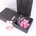 Soap rose flowers gift box for Valentine's day gift 7 heads roses and little bear