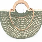 High quality designer Maize and pp straw woven summer bags leather handles women hand bags