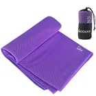 Customized anti microbial quick dry sweat sports face hand microfiber colling towel with in mesh bag