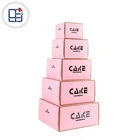 Custom Pink Birthday Party Paper Dessert Box, Wedding Cake Box With Handle