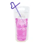 Spout Plastic Drink Pouches Free Design Printed Plastic Spout Pouch Disposable Drink Pouches Bag With Straw Hole