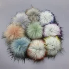 With Snap For Cable Knit Beanie Hats Fluffy Detachable Faux Fur Pom Pom For Hat