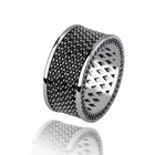 INS popular hip-hop men's full black zircon crystal rings silver hollow brass ring jewelry gifts HIPHOP RINGS