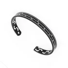 Creative Cuff C Shape Ruler Black Stainless Steel Lettering Footprint Bracelet Bangles