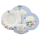 Wholesale Home decoration beautiful tableware blue floral bone china dinnerware sets for wedding party