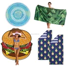 Microfiber Bath Customized Microfiber Big Stylish Fruit Round Beach Towel Circulares Hamburger Bath Towel