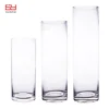 2019 wholesale Home decor cheap crystal clear tall cylinder glass flower vase
