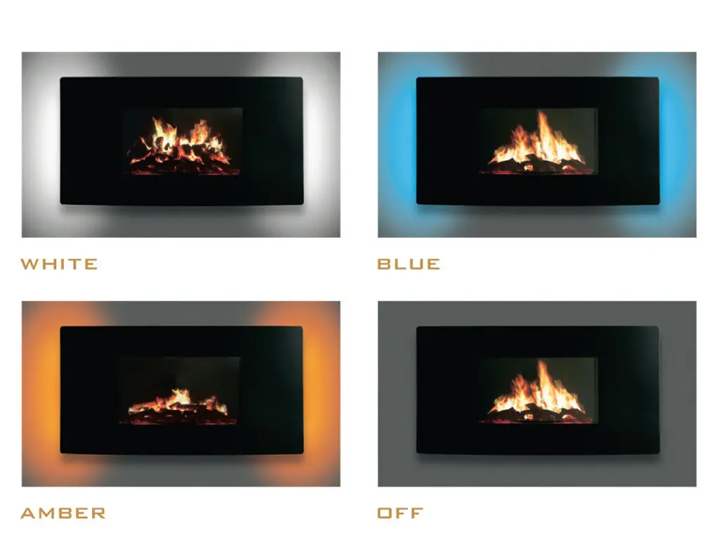 50 Inches Wall mounted & Freestading Electric Fireplace 2000W Heater, Log and Crystals 9 Color Combination, Touch Sensor control