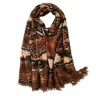 Wholesale 2020 latest women snake print scarf elegant brown animal pattern printed polyester scarves shawls