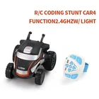 Mini Small Led Flashing Light 360 Degree Rotating Tumbling Upright Driving Watch Remote Contro RC Cars Stunt Car Toy for Kids