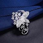 Pearl Pin Brooch Rhinestone Silver Crystal Wedding Bouquet For Wedding Elegant Gift