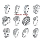 Cartiray Gold Plated Customized Engraved Name Logo Engagement Wedding Diamond Custom Rings Jewelry