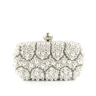 Womens Luxury Special Crystals Beaded Pearl Clutch Evening Bags