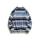 Crewneck High Quality Jacquard Knitwear Rainbow Stripe Pullover Knit Men Sweater Logo Custom