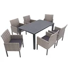2019 Hot-Sale 6 Seats Aluminum PE Rattan Patio Furniture Set with Cushion for Outdoor Leisure