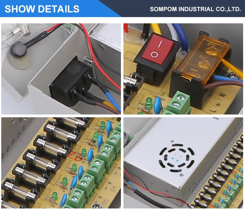 Sompom CCTV Power Supply Manufacturers 12v 5A 9CH CCTV Power Box/cctv camera
